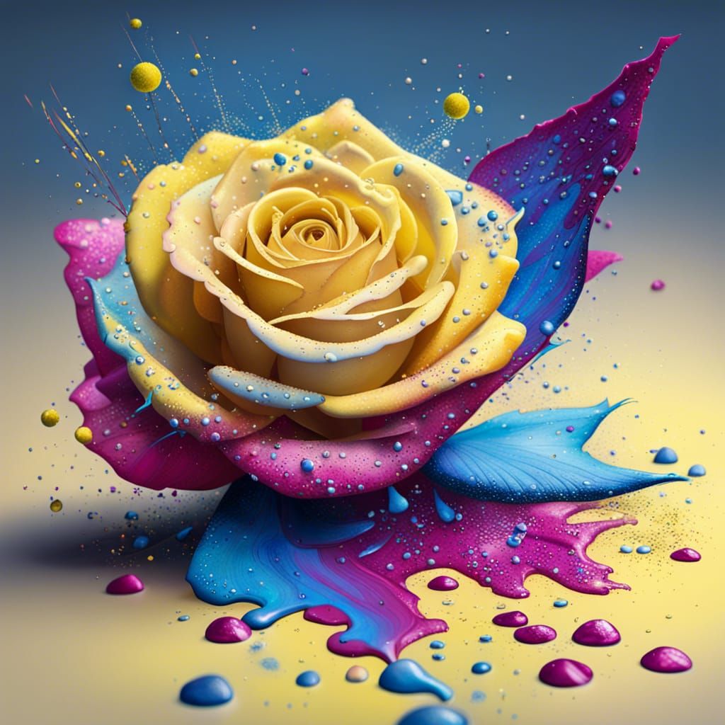 sprinkled rose with fairy dust in light yellow, magenta and ...