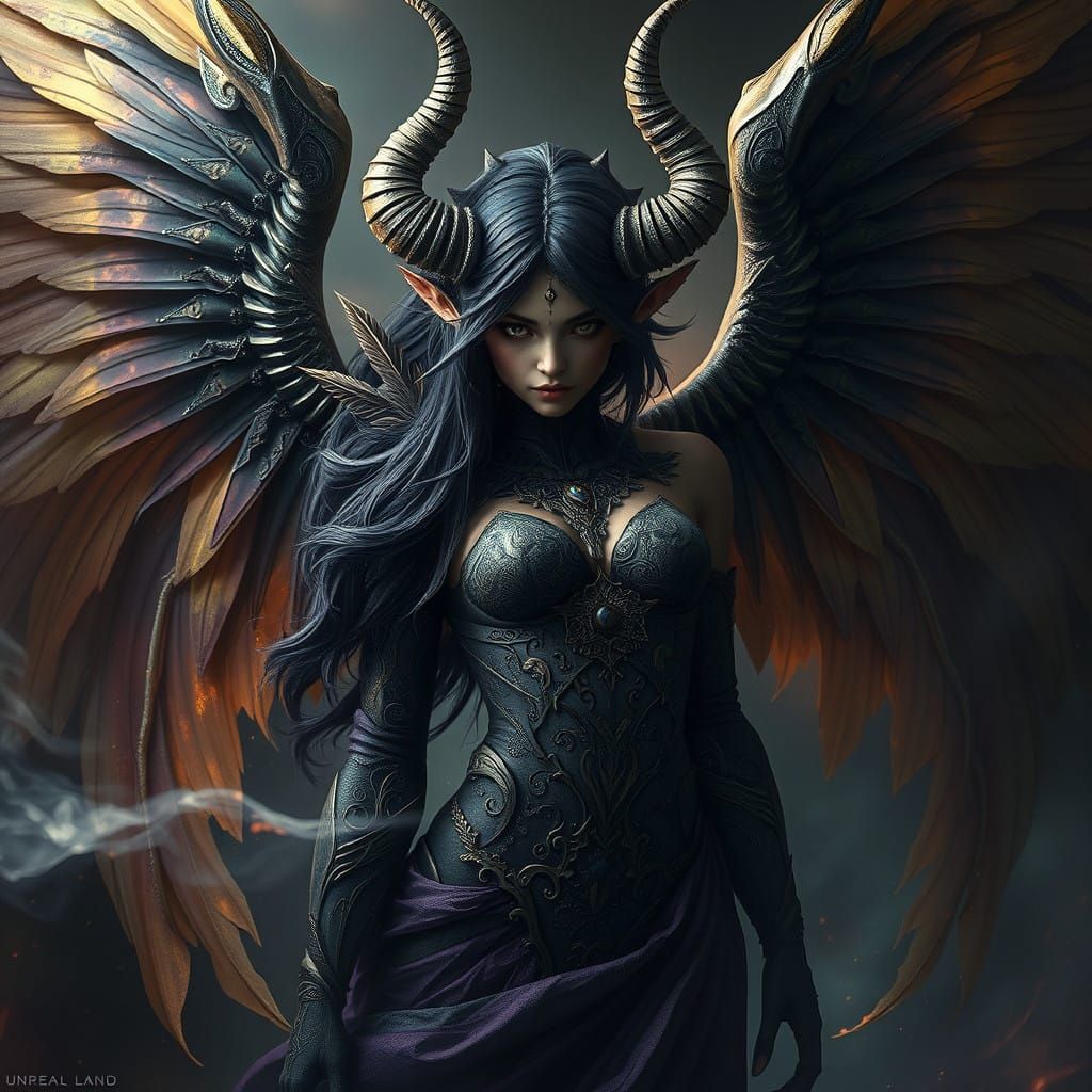 Half Angel half demon a masterpiece, 8k resolution, dark fantasy concept art, by Greg Rutkowski, dynamic lighting, hyperdetailed, intricatel...