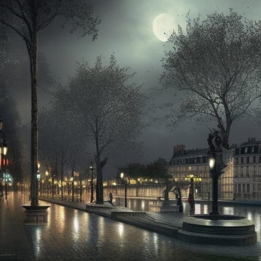 Parisian Park at Night
