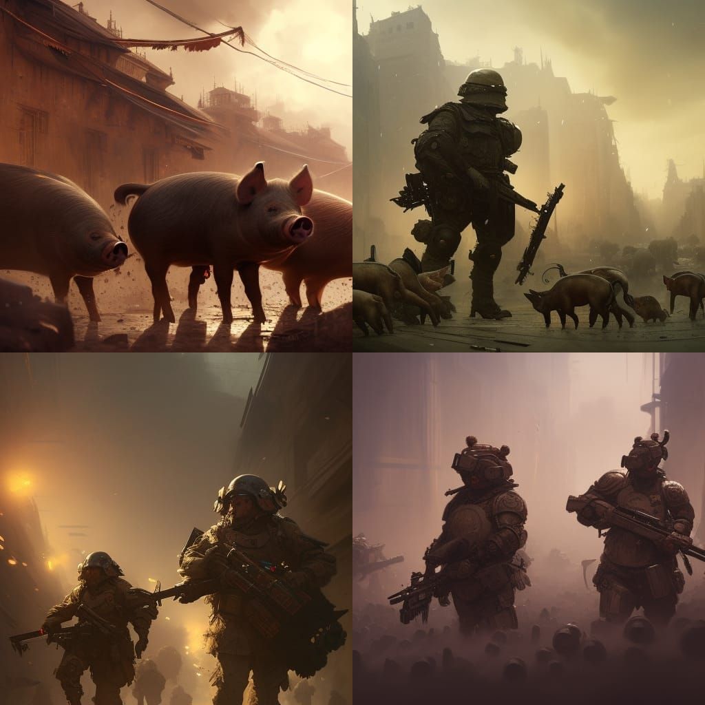 pigs in war gear