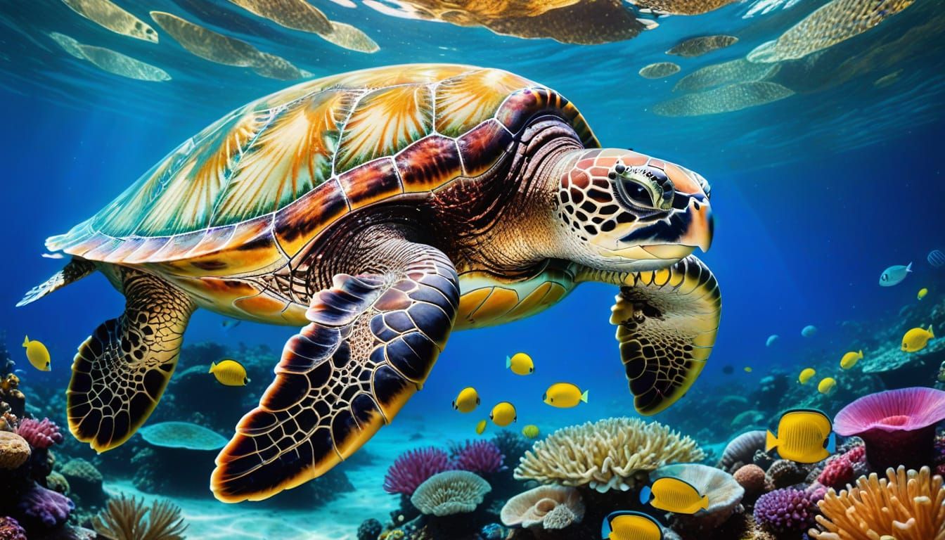 Sea Turtles Beneath the Waves  by @Pax