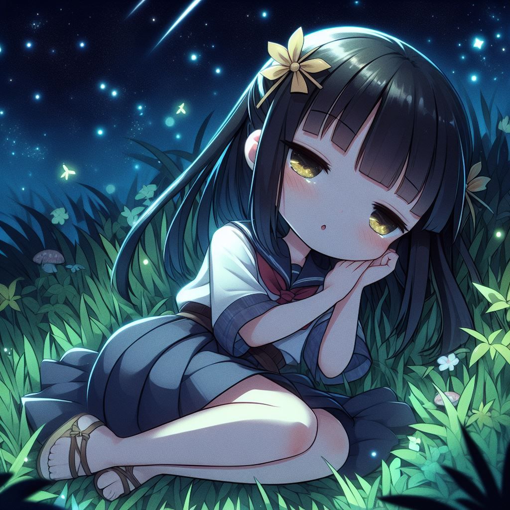 Moon sleeping under the stars