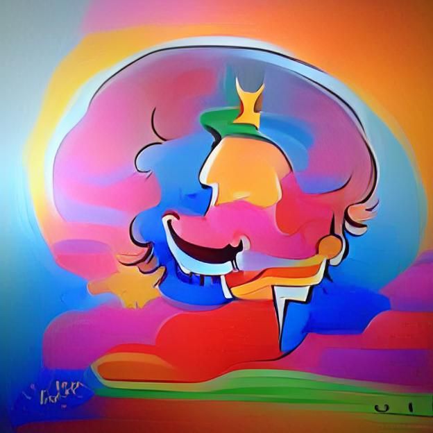 minimalist joyful psychedelic cartoon drawing Peter Max