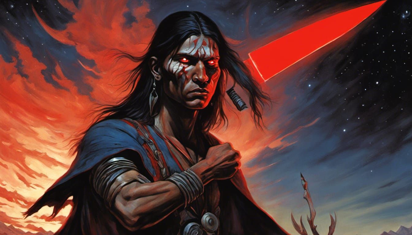 "25-year-old male Native American vampire with glowing blood...