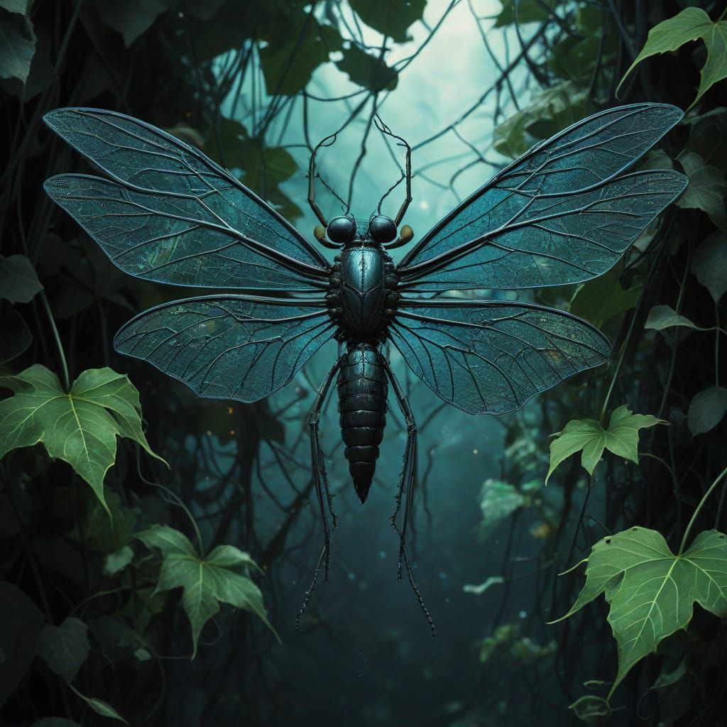 Gnat in Emerald Ivy, Burnt Orange, and Deep Blues