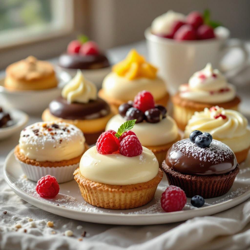 Tempting Low-Calorie Handmade Desserts in Photorealistic Sty...