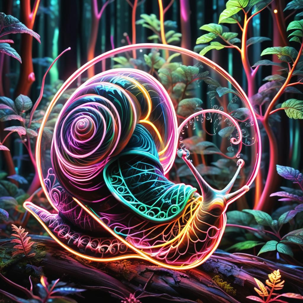Glowing Neon light snail  by @Bad Hobbit