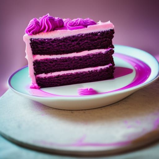 rich purple cake with neon pink frosting