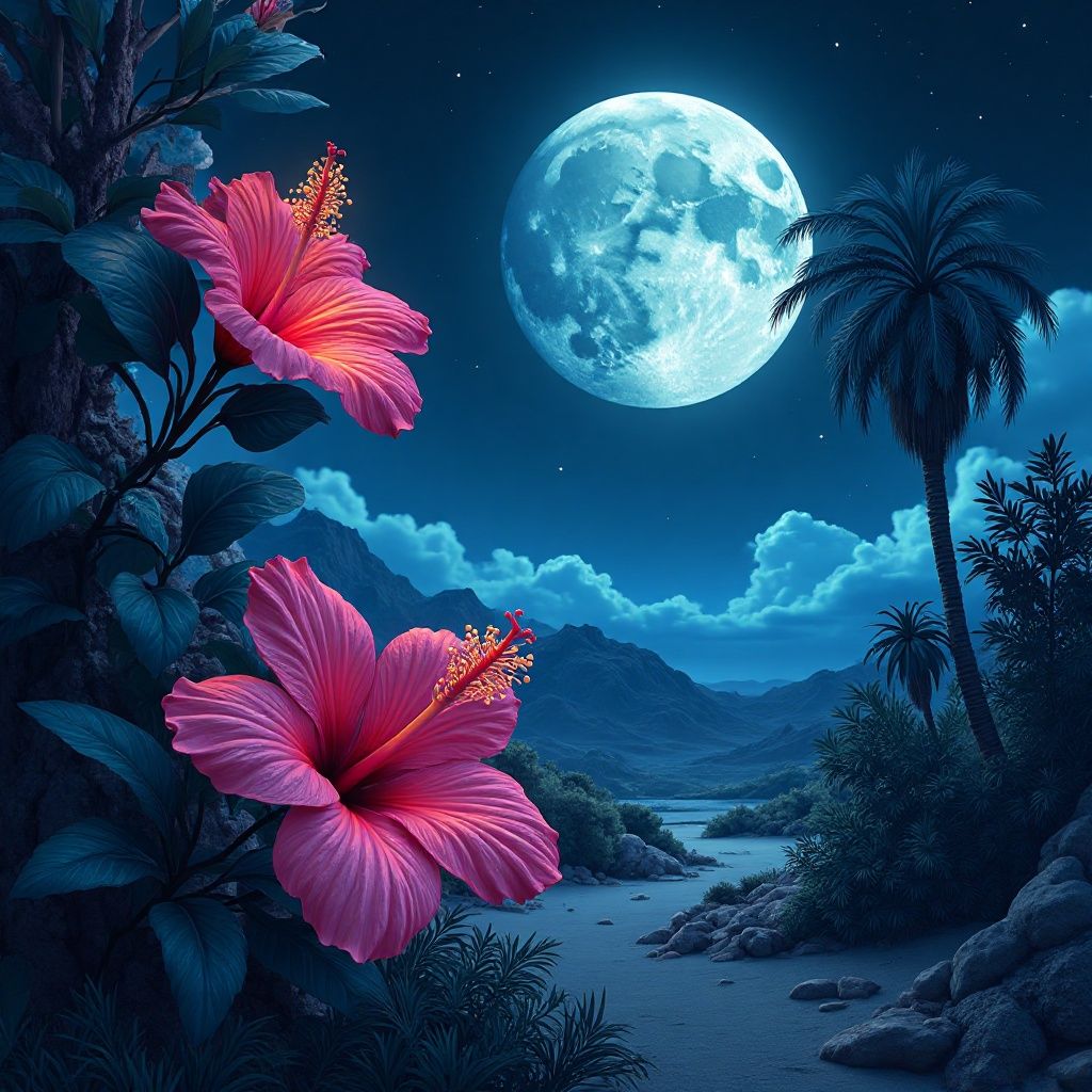 A vivid pink hibiscus flower