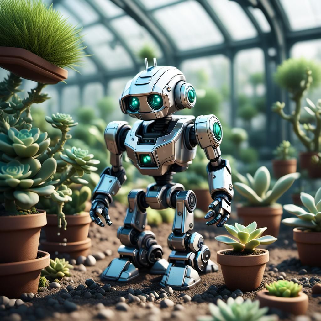 Tiny succulent robot 🤖 ♥️ 🪴   by @Rafy