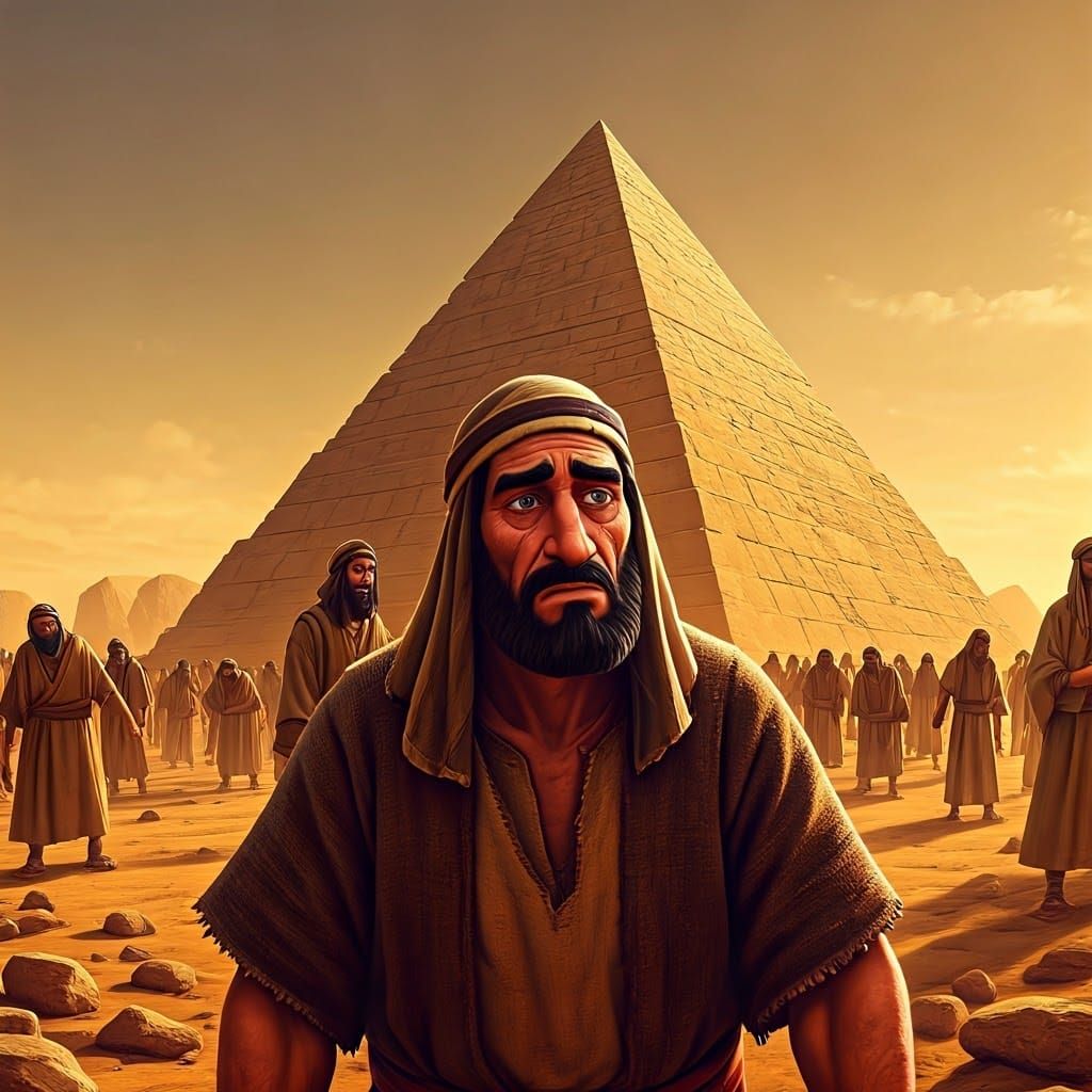 Ancient Jewish Laborers Build a Majestic Pyramid in a Desert...