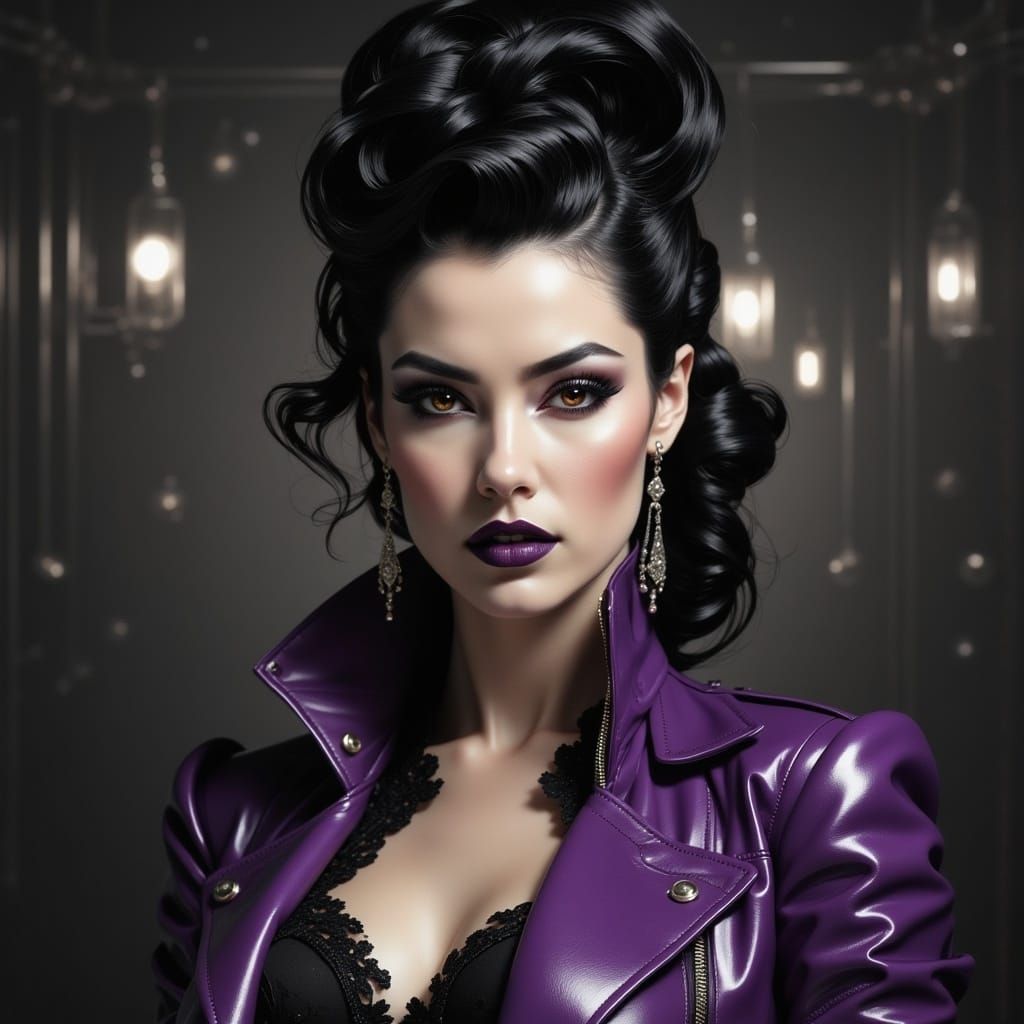 <lora:ConstellationRAW:1.0> Insanely gorgeous waist up retro rockabilly 50s tatooed pin up femme fatale woman. Sin city graphic cinematic st...