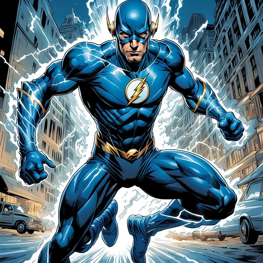 DC comics Flash dressed in Blue