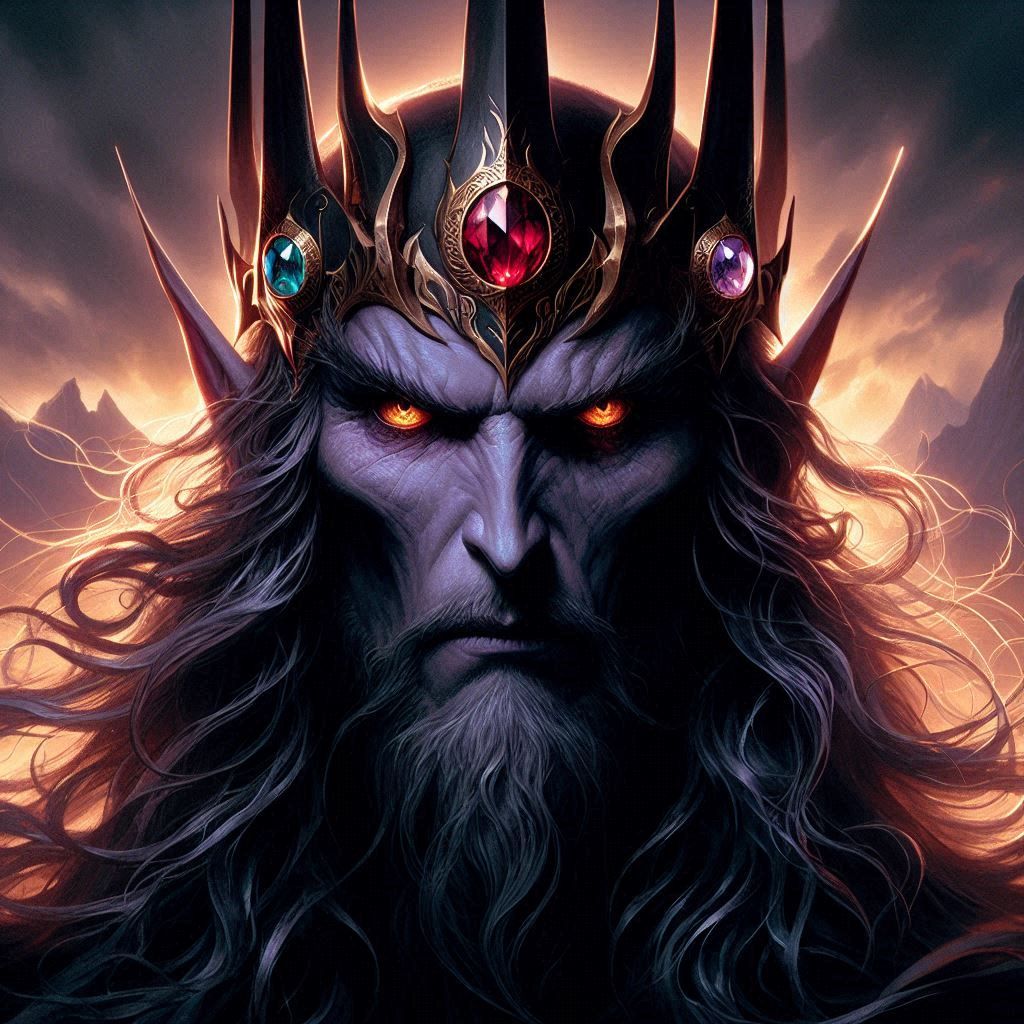 Melkor in the crown with Silmarills