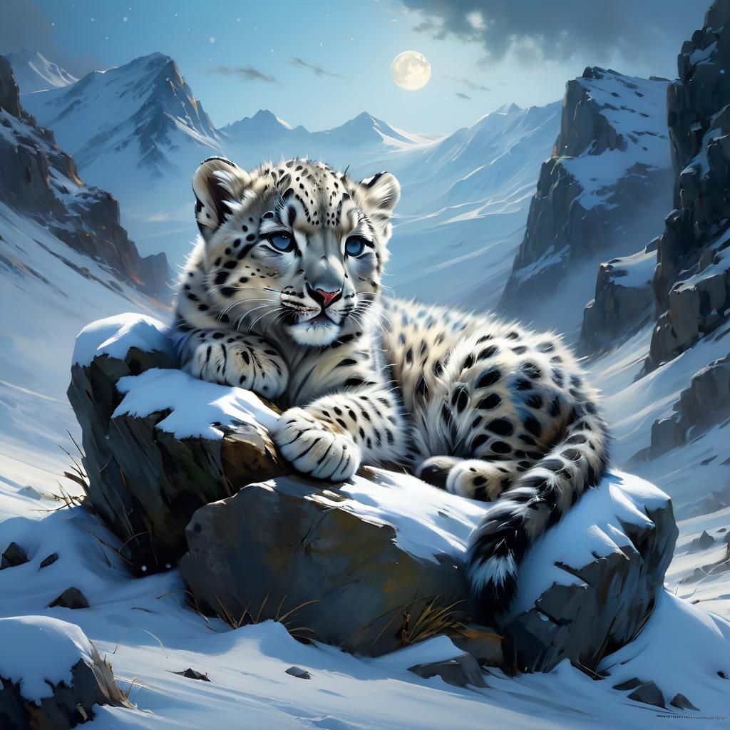 Leopard cub by moonlight  by @Superbear