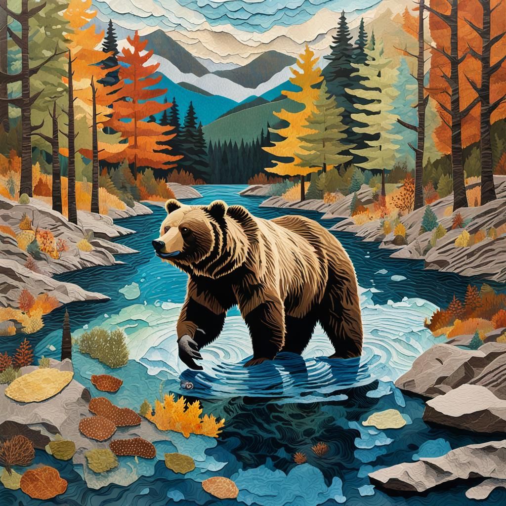 Autumn, a bear in search of food