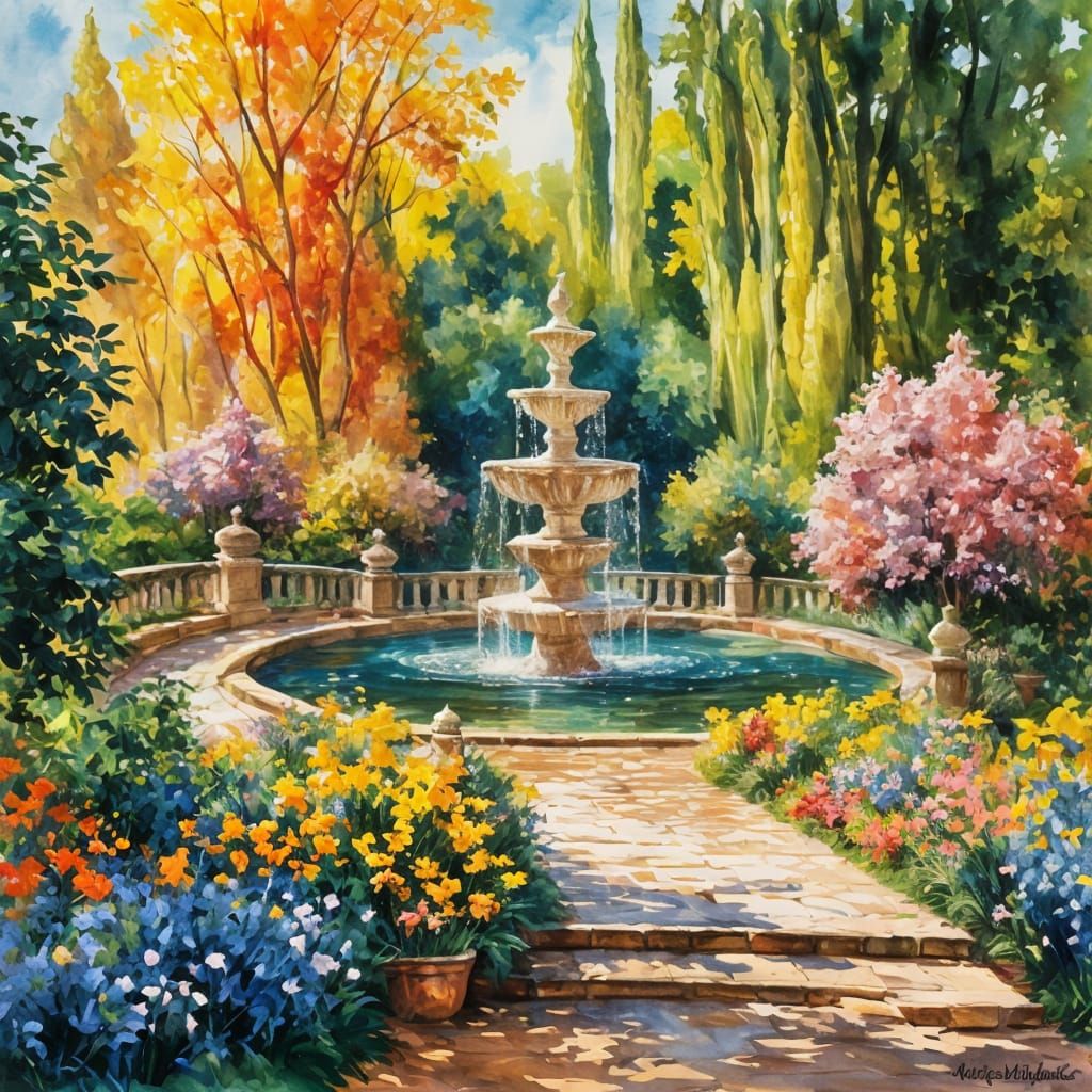 Garden Fountain  by @Zabrie