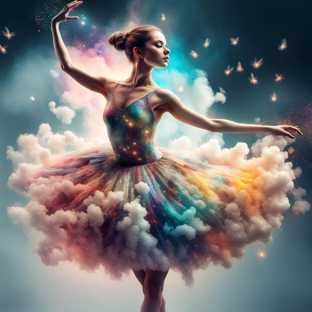 Ballerina dressed in Clouds - AI Generated Artwork - NightCafe Creator