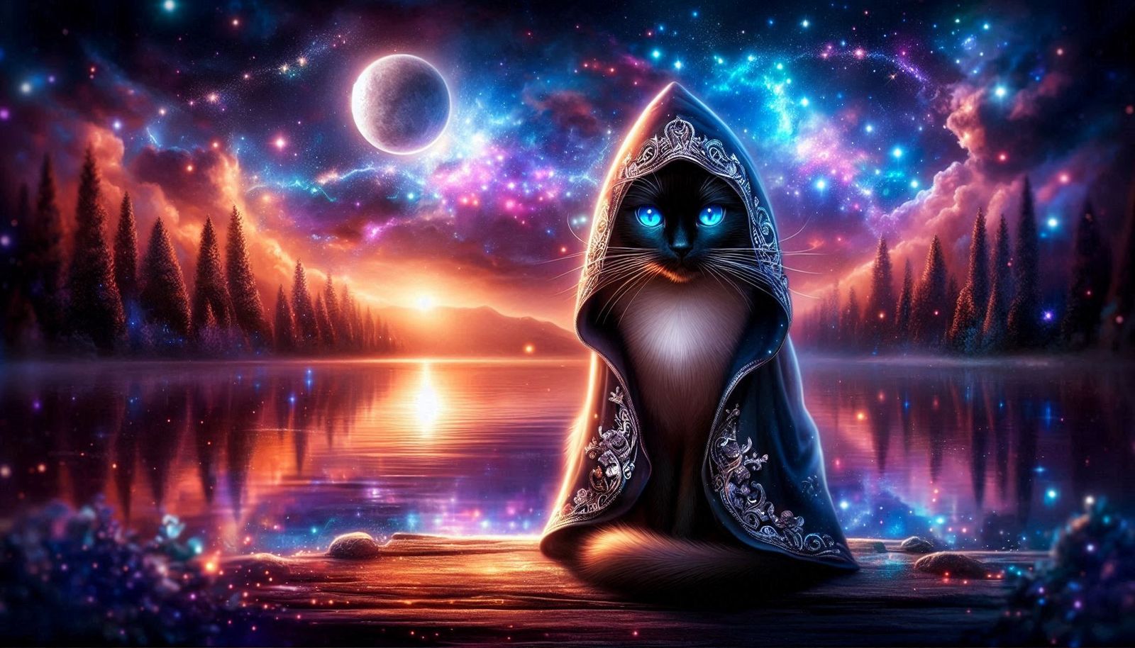 landscape with mysterious cat