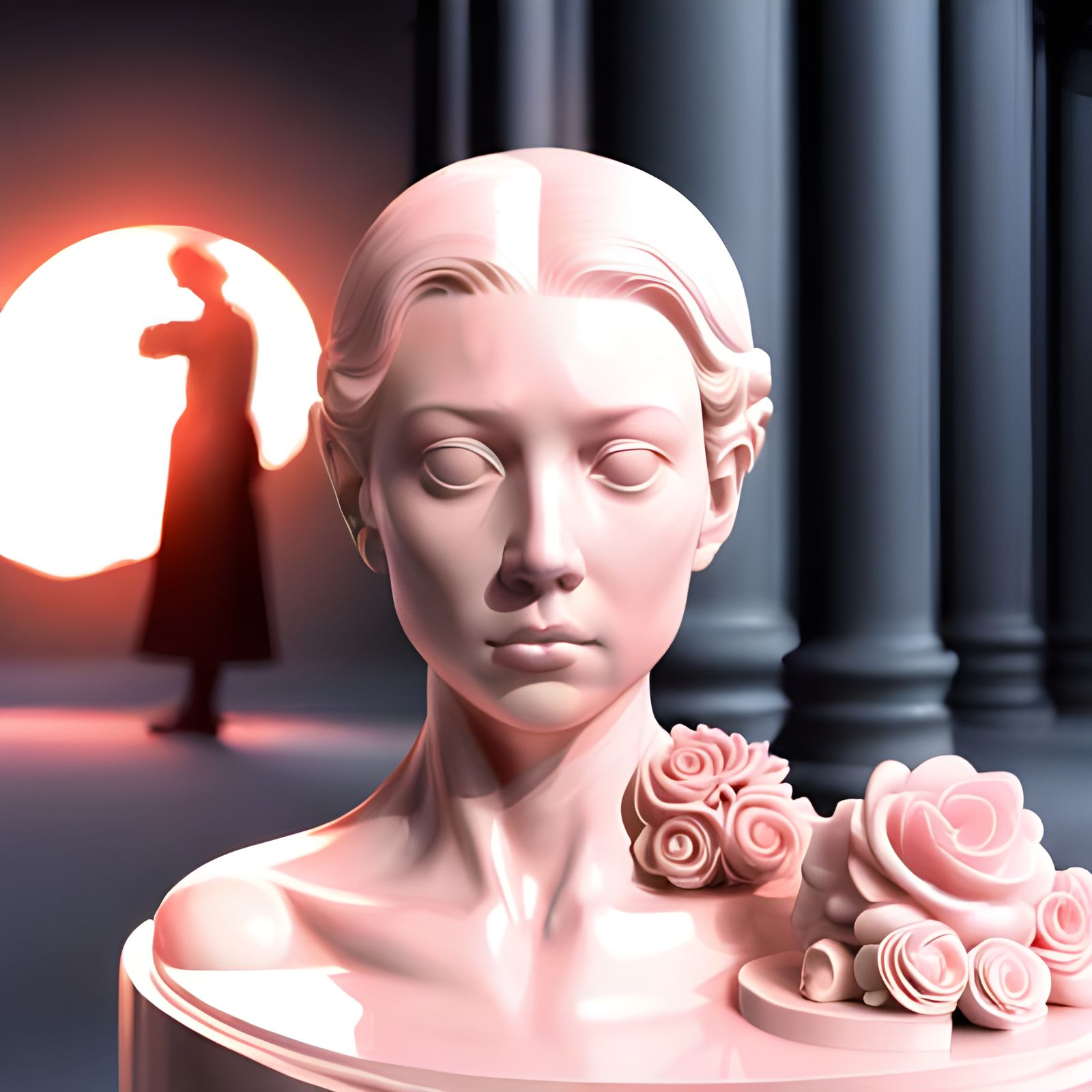 Golden and Pink Marble Anime Sculpture