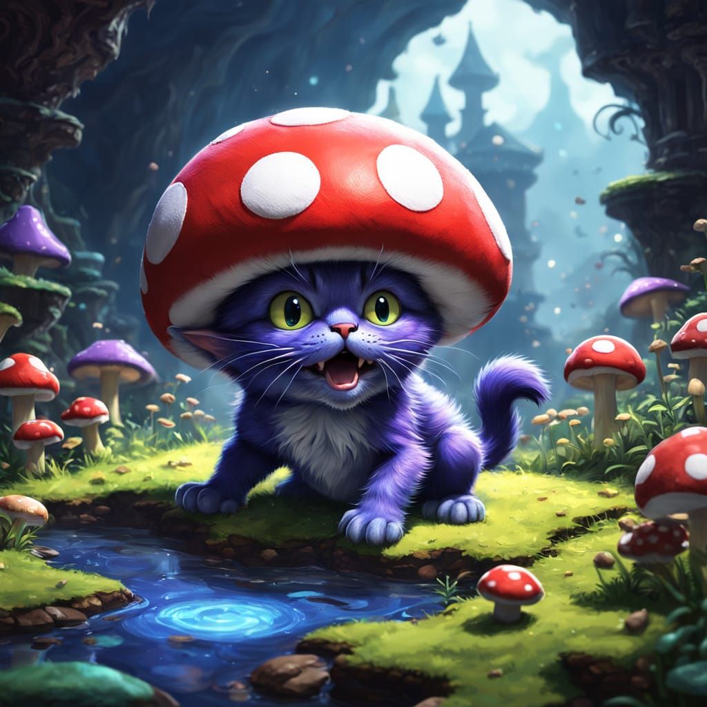 Dark Fantasy Kitten Conquers Mario Mushroom Kingdom