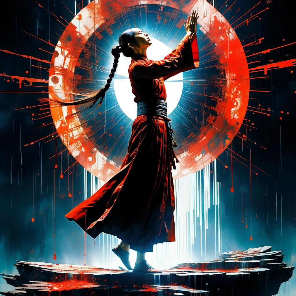 Tai Chi - praising the sun in the pouring rain  by @che media