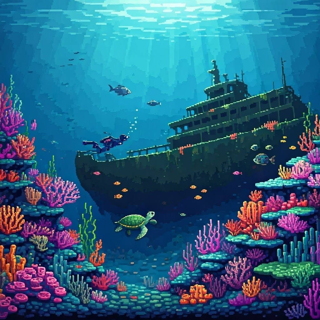 Pixel Art: Deep Underwater  by @CloversDream