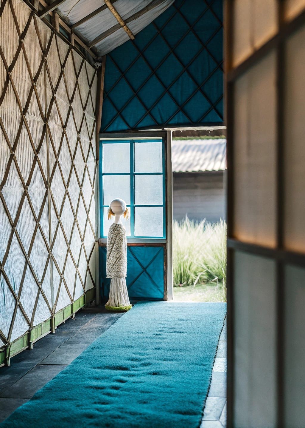 Rice-Paper Walls Hand-Knit Masterpiece Blown-Glass Sculpture