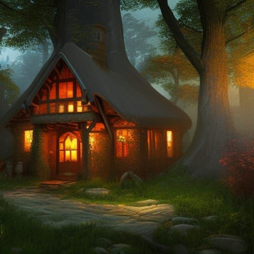 Warm cottage in the woods