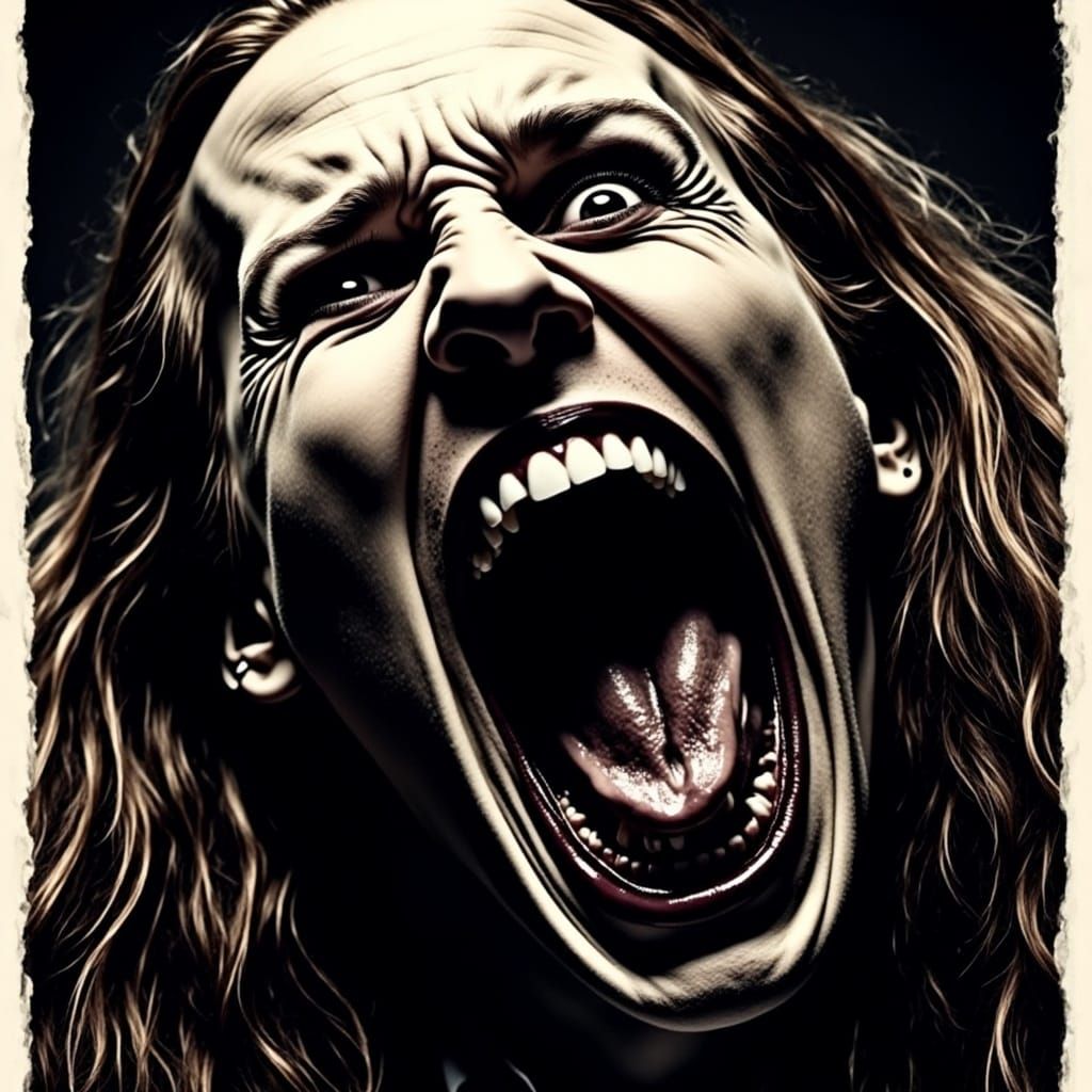  <lora:Screamo Flux Edition:1.0> Woody Harrelson screaming screamo insanely