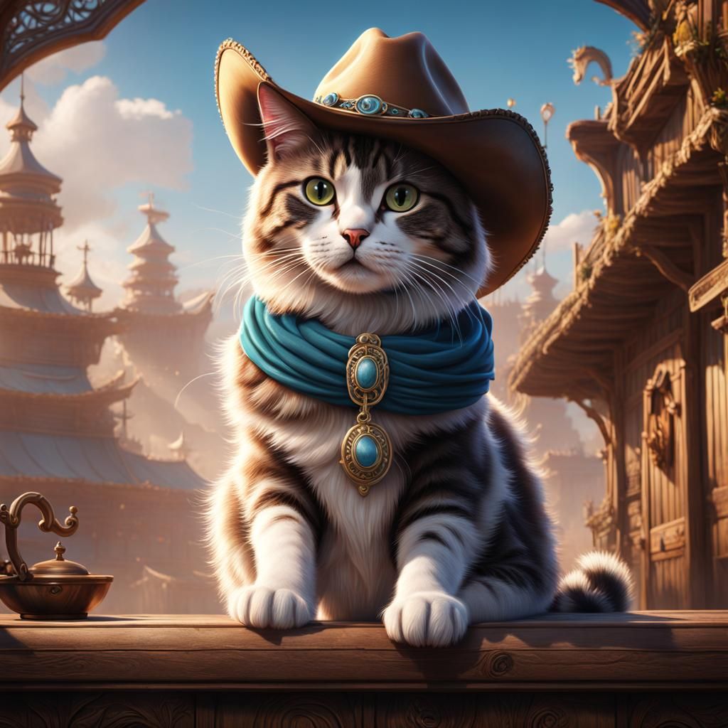Cat cowgirl AI Generated Artwork NightCafe Creator