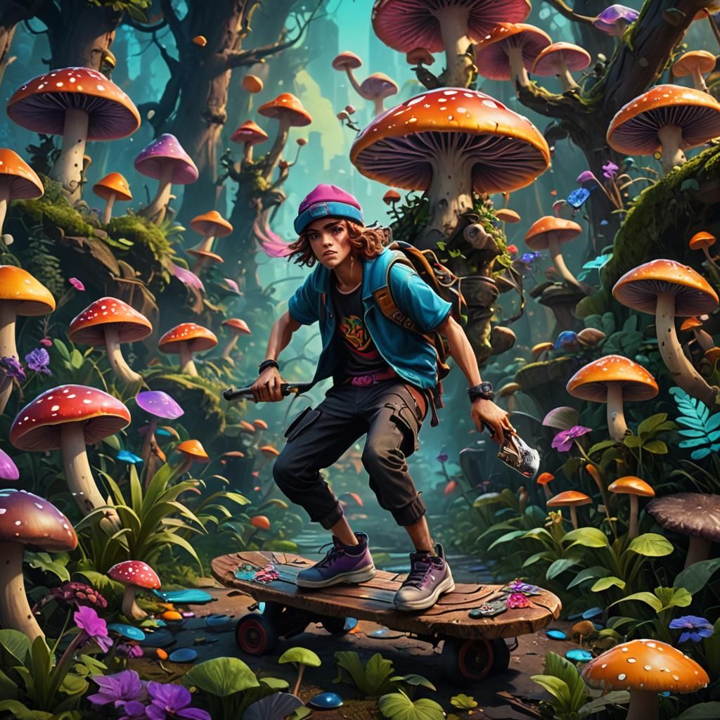 psychedelic mushrooms fairy thug killer trash skater