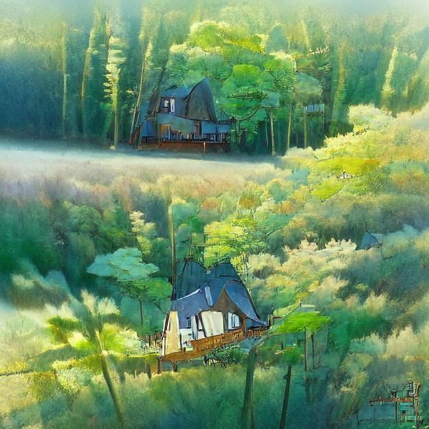 Cottage in the forest Studio Ghibli, Anime Key Visual, by Ma...