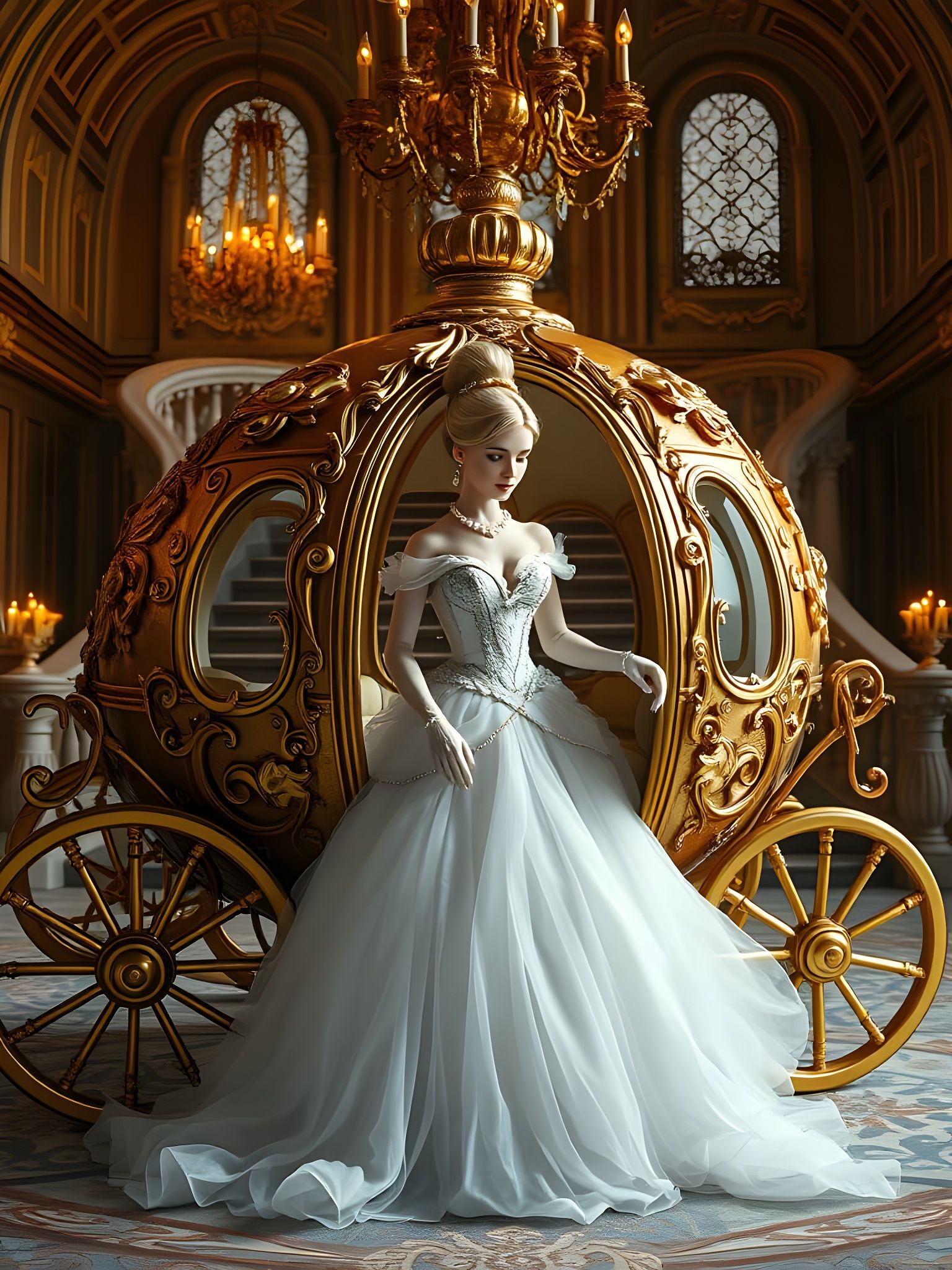 Cinderella arriving in her golden carriage  by @Gary Murakami