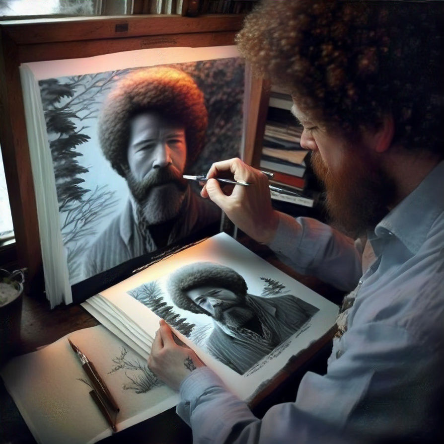 Bob Ross painting himself