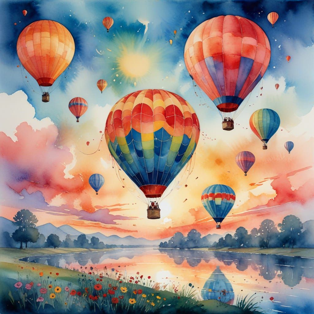 Vibrant Hot Air Balloon Festival at Sunrise