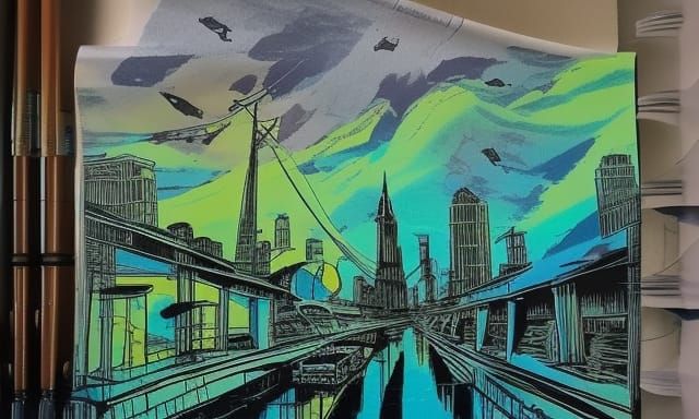 City lights, deep color psychedelic art underground comix sk...