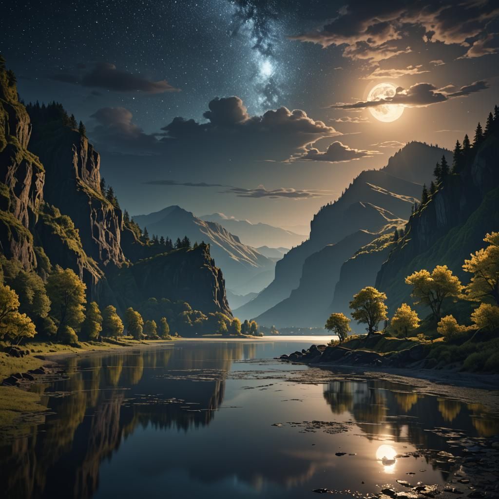 River at night  by @Sharoja