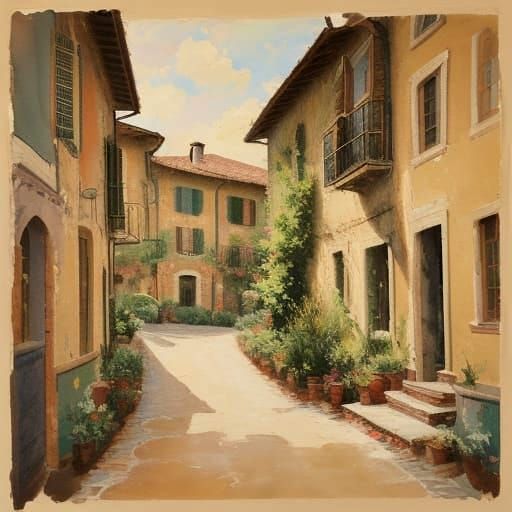 Epic Vintage Tuscany Masterpiece in Gouache Style