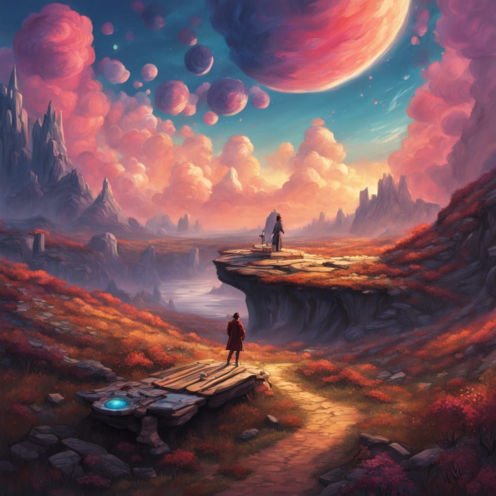 "by paul lovering and mattias adolfsson and russ mills and victo ngai and alexander jansson:: Double exposure A surreal fantasy landscape wh...