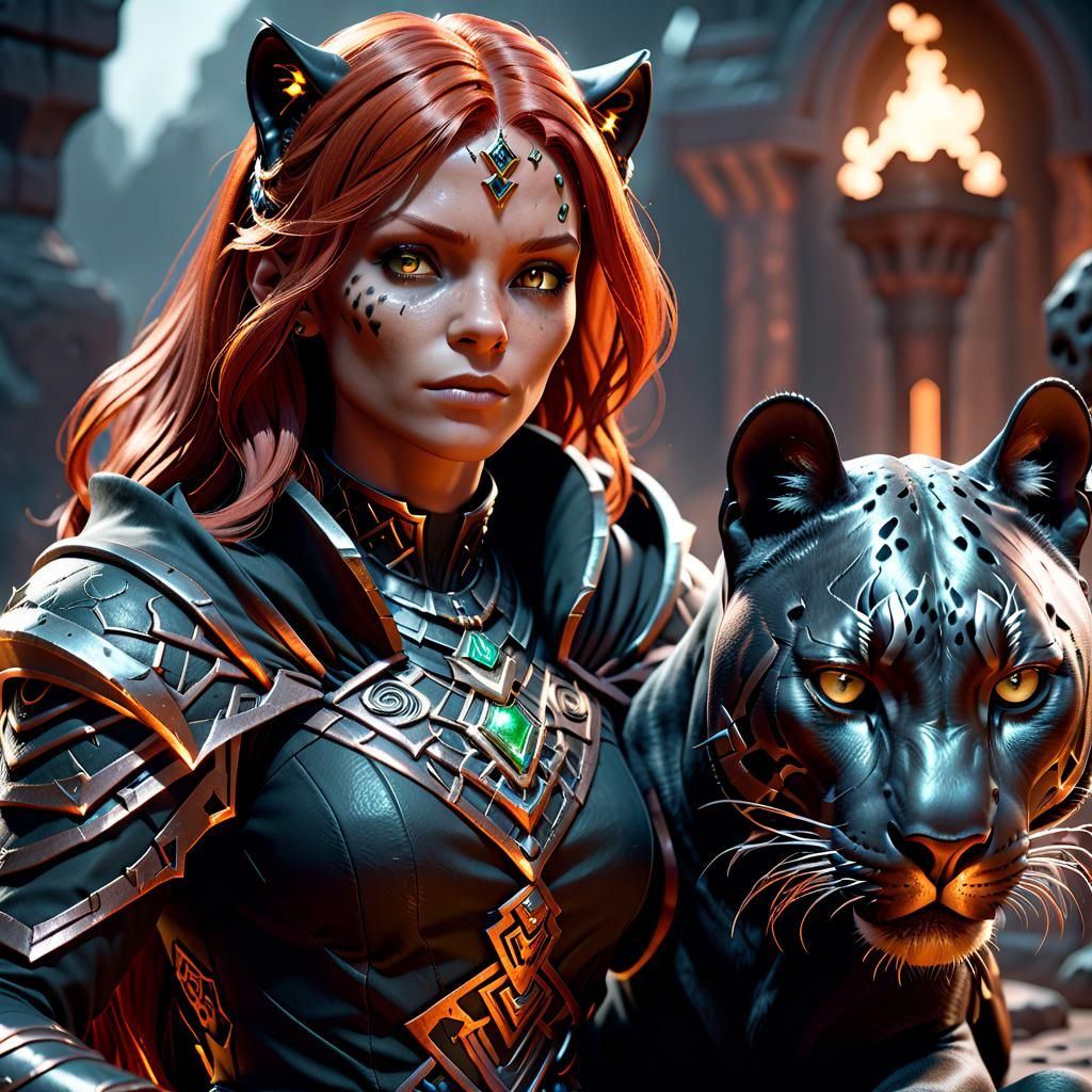 The Necromancer in Red is dancing with her Panther!