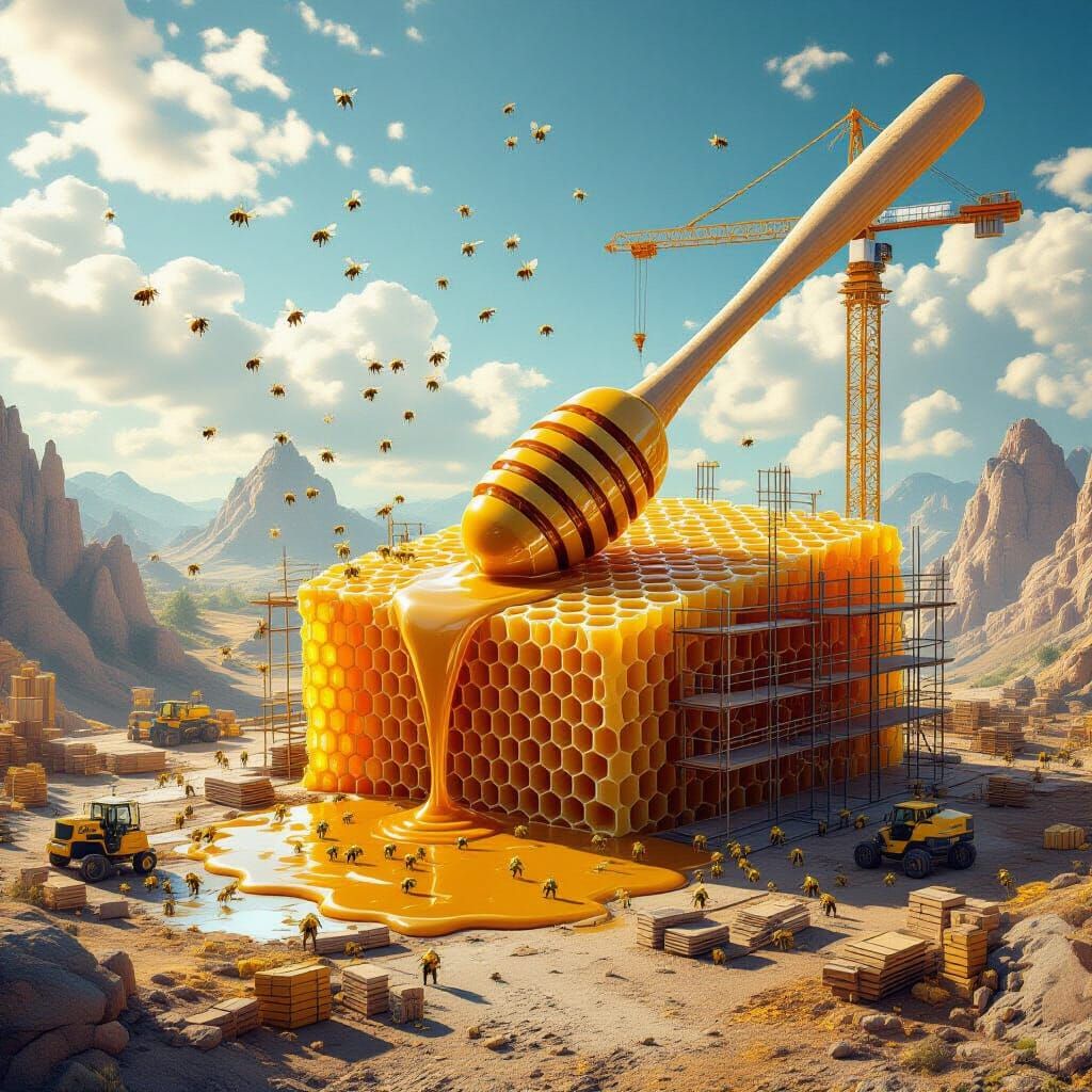 Fantastical Honey Construction Site with Giant Dipper