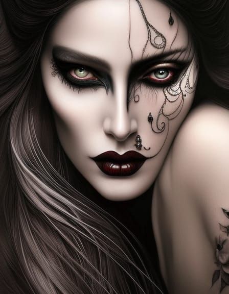 Gothic Witch Portrait with Intricate Details