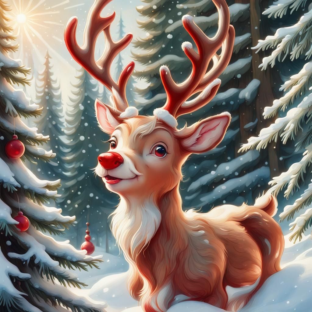 Rudolph The Red-nosed Reindeer - Ai Generated Artwork - Nightcafe Creator