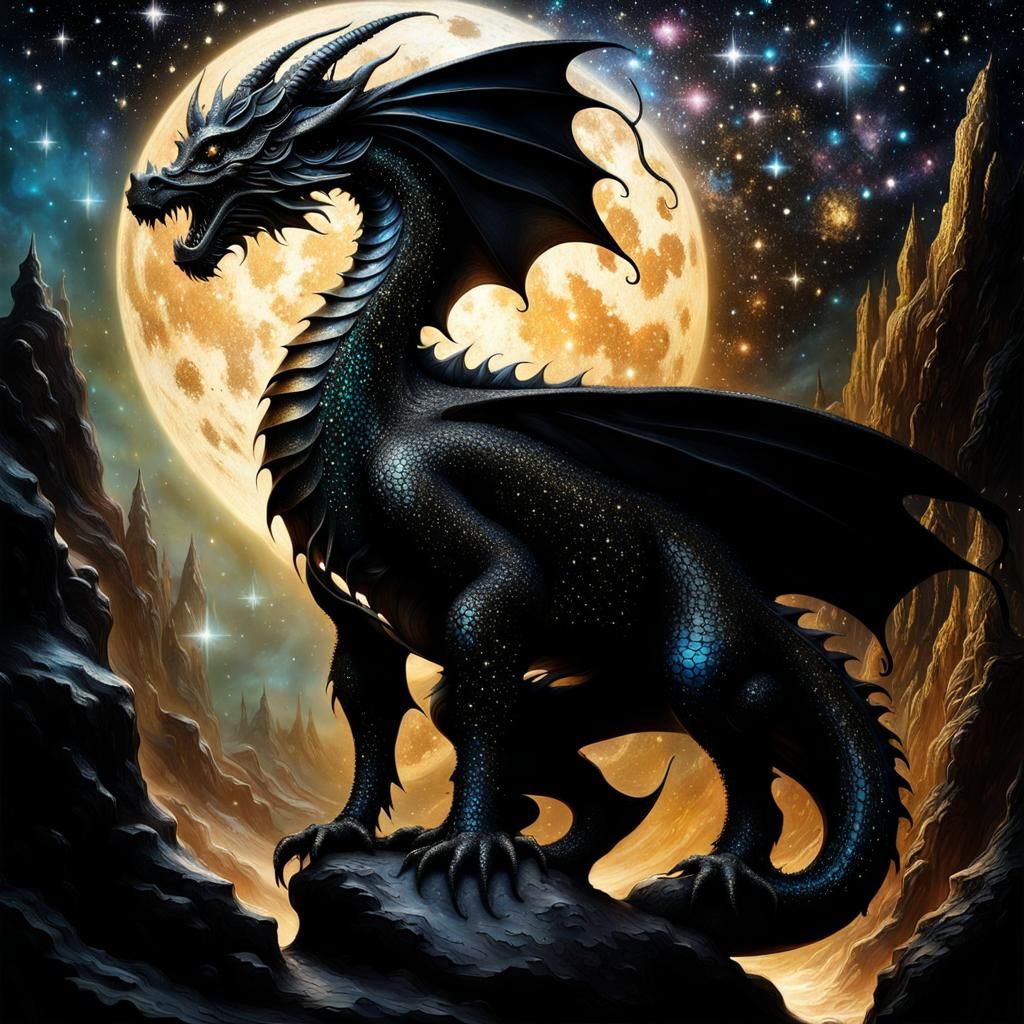 Midnight dragon AI Generated Artwork NightCafe Creator