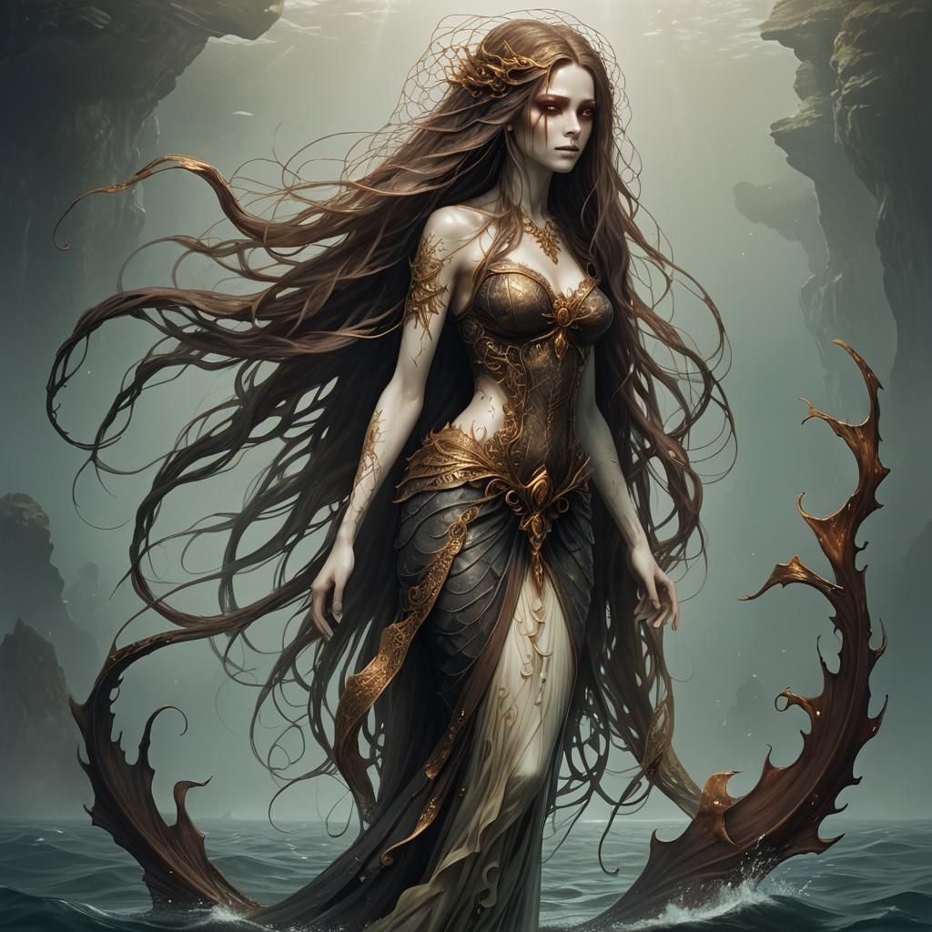 Mermaid, coming up to the Surface in a Cave
