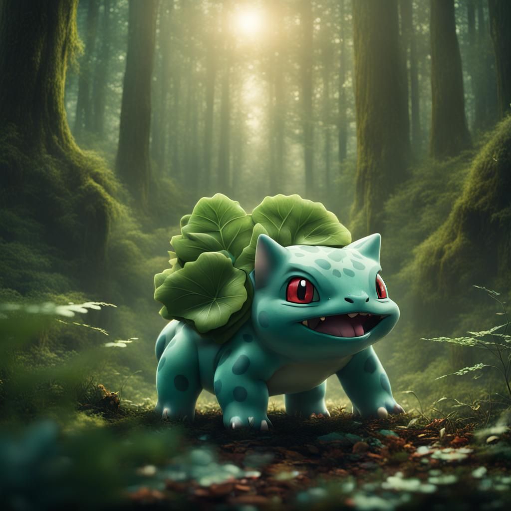 Bulbasaur in a forest AI Generated Artwork NightCafe Creator