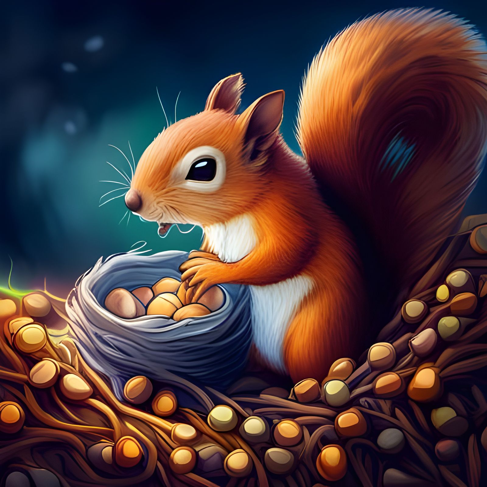 All.. All These Nuts.. For Me ?! 🐿️🤤 - Ai Generated Artwork - Nightcafe 