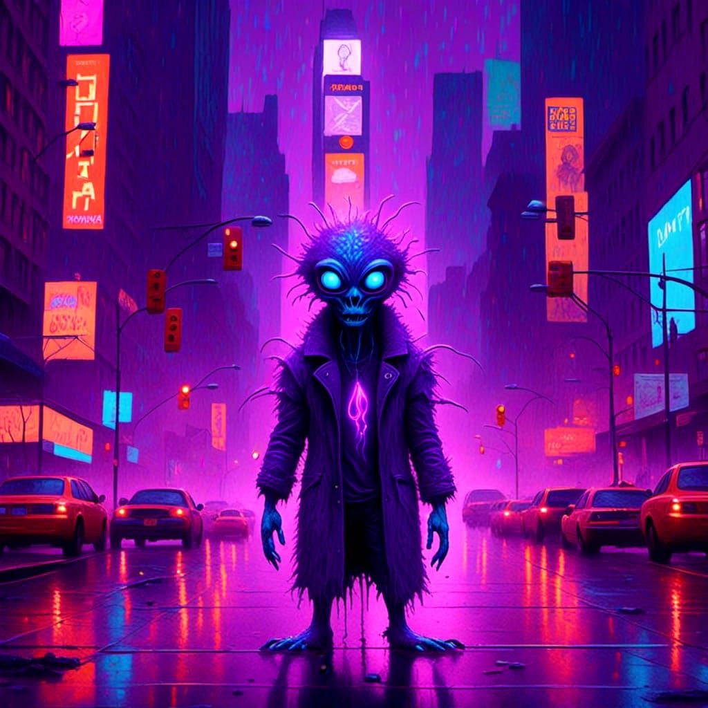 Alien in the rain