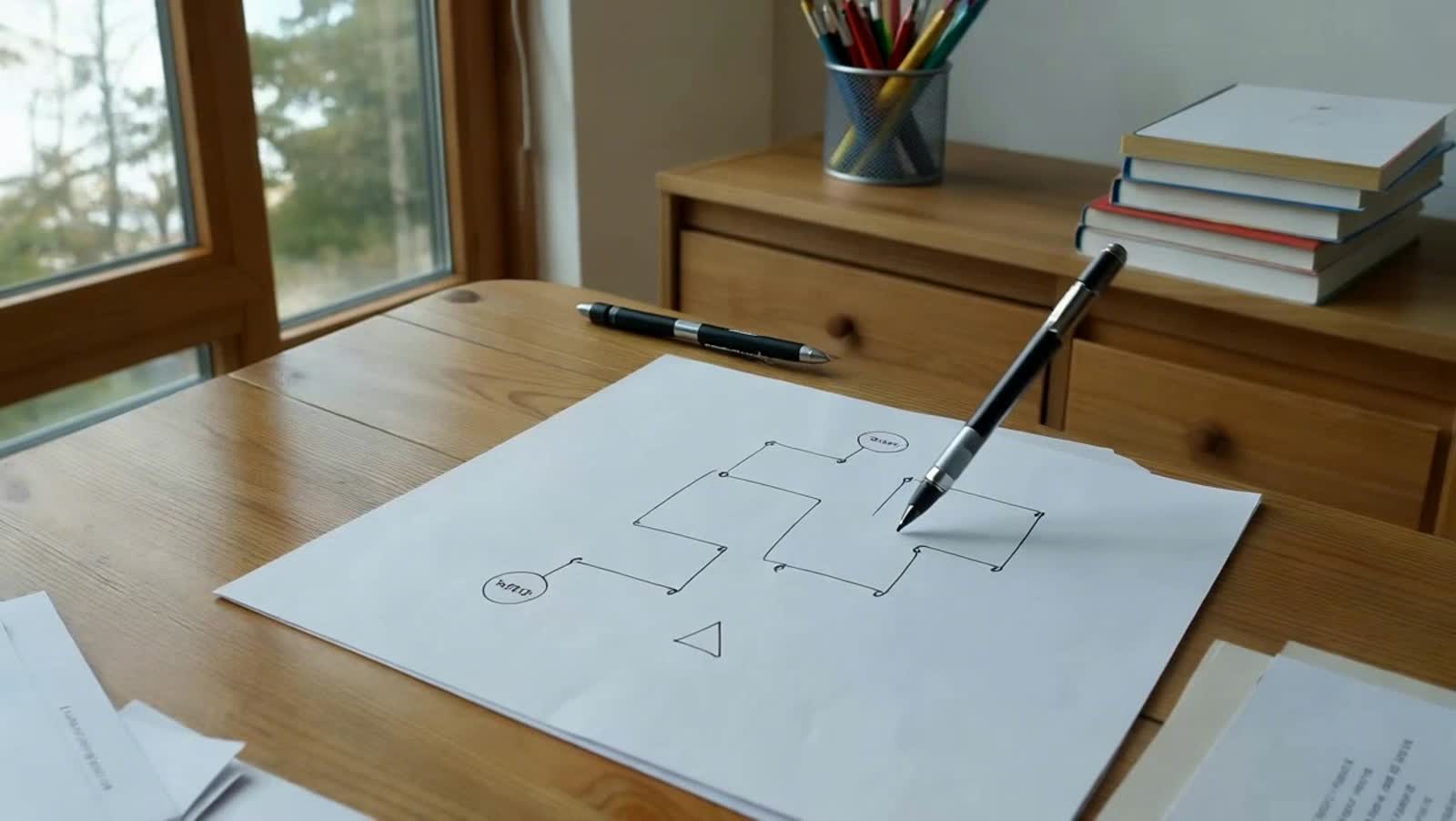 A flow chart being created